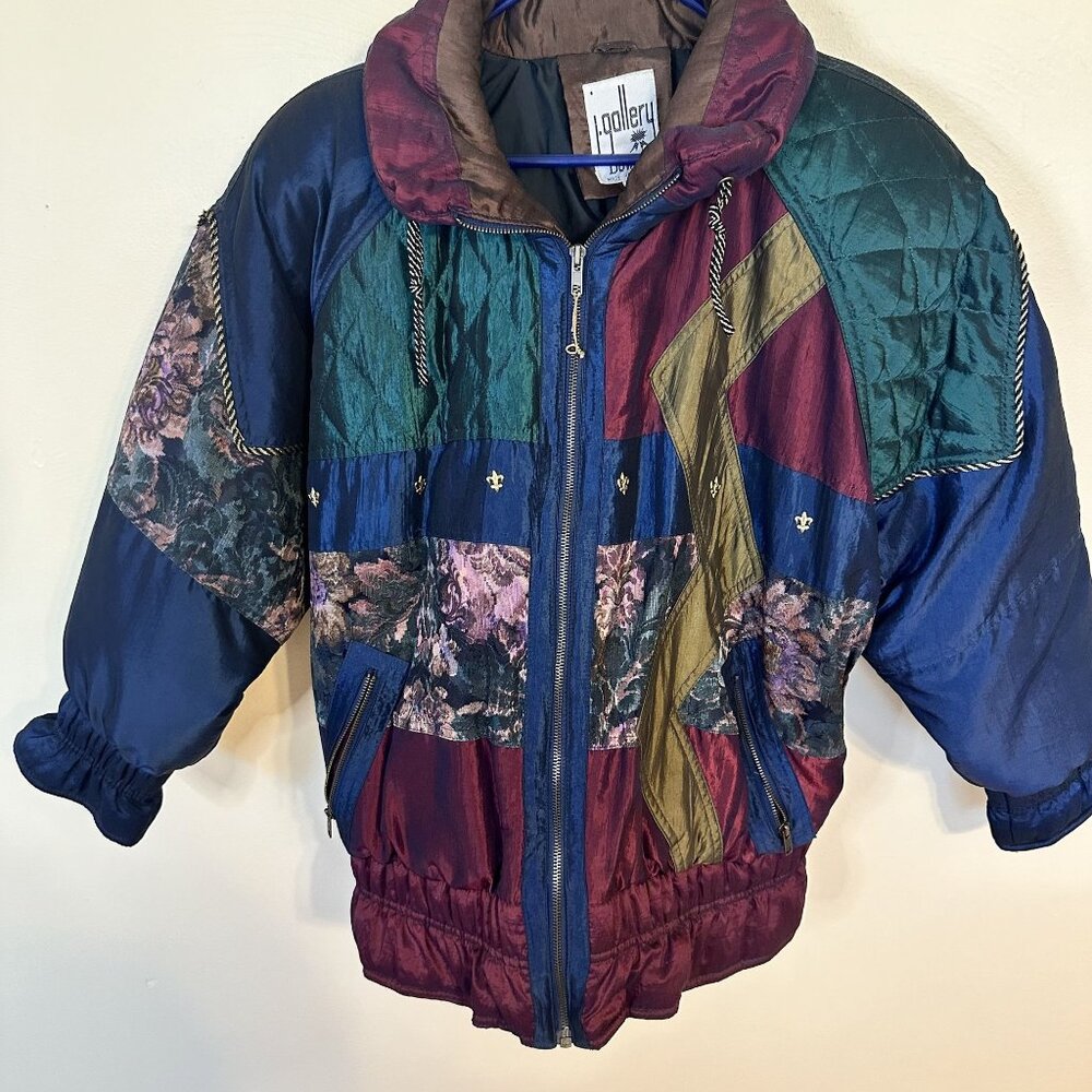 Vintage J Gallery Down Jacket Patchwork Quilted M… - image 6